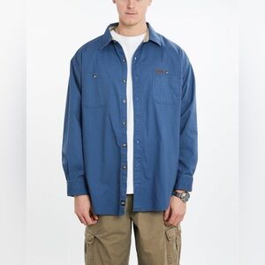 Carhartt Blue Long Sleeved Button Down Utility Work Shirt M Rugged Trades